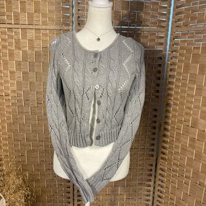 Gray Cable Knit Women's Sweater